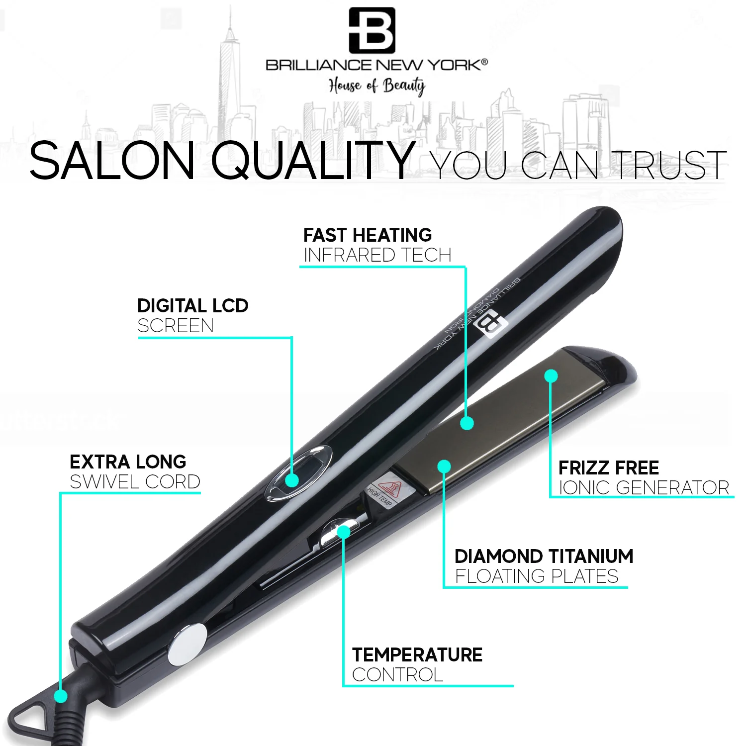 Prancha Brilliance New York Pro Diamond Titanium 1"